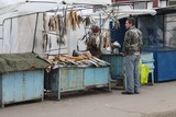 Vente de poissons sur le bord de l'autoroute entre Volgograd et Seraphimovitch